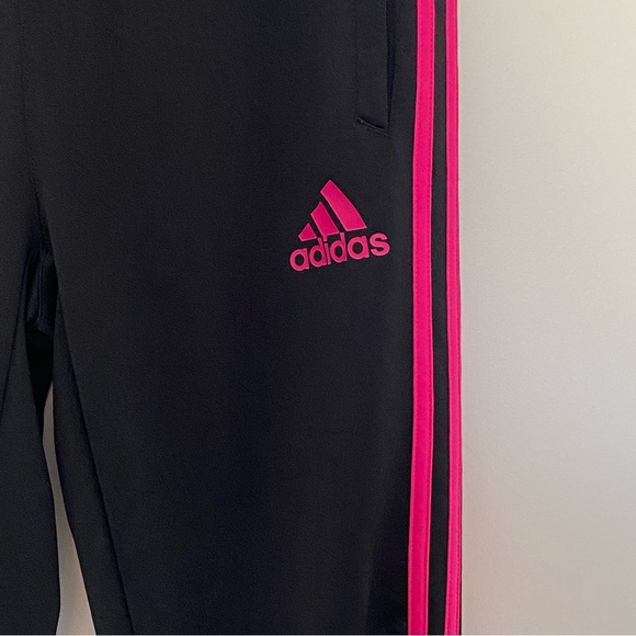 Adidas Girls Youth Soccer Black and Pink Sweatpants, Size Youth Large - Picture 3 of 8